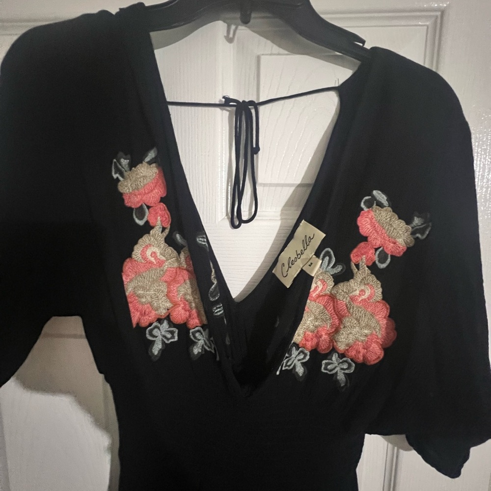 Cleobella Black Floral Embroidered Jumpsuit